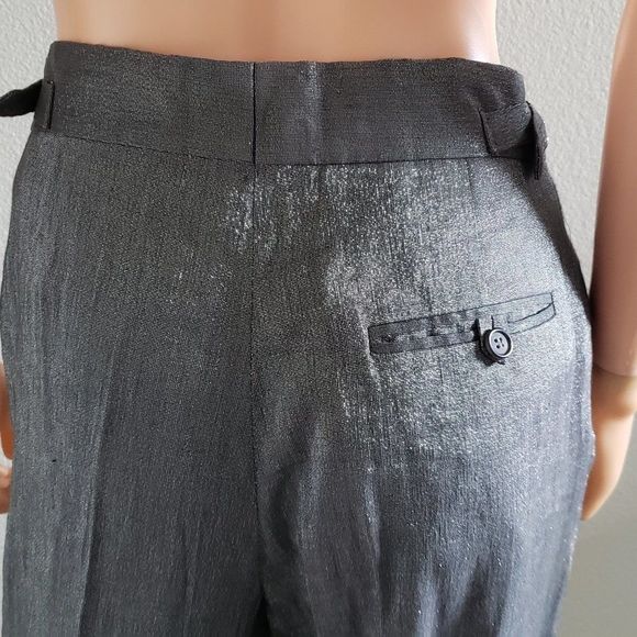 Catherine Malandrino Gray Shimmering Linen Pants M - Picture 5 of 7
